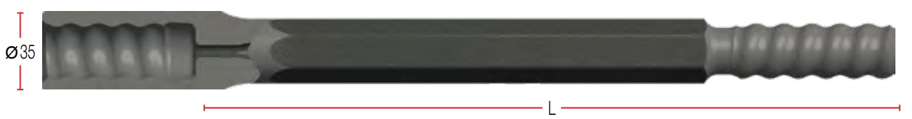 Штанга буровая удлинительная с внутренней и наружной резьбой R25 HMRH25-2536MF Метрический крепеж