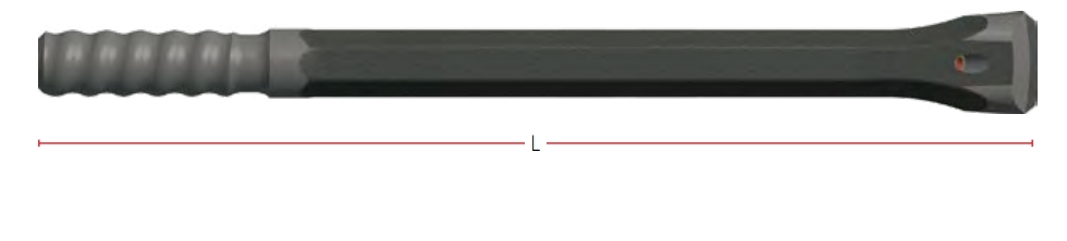 Штанга буровая с шестигранным корпусом 22 мм и резьбой R25 интегральная HMRI25-1927 Метрический крепеж
