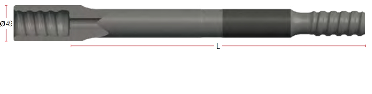 Штанга буровая универсальная с внутренней и внешней резьбой 38 мм круглый корпус HMRR85-3818MF Штанги и штативы