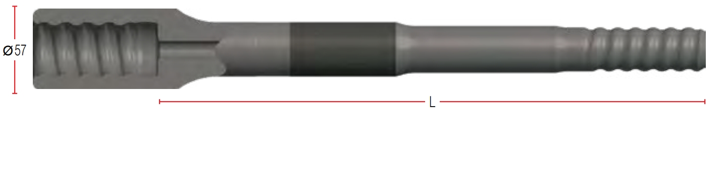 Штанга буровая с шестигранным корпусом и резьбой P38 внутренняя R32 внешняя 39 мм HMRR88-3932-37MF Метрический крепеж