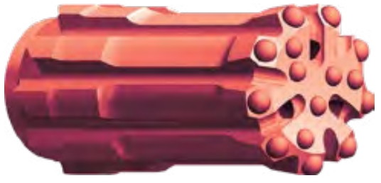 Коронка буровая с проточками на торце корпус типа RETRAC резьба P58 трубное бурение с заплечиком HMBS58-3202 Прочие принадлежности